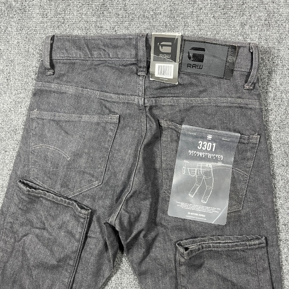 G Star RAW Jeans 3301 Deconstructed Super Slim Rinsed Gray Mens 28x32 0911 - Picture 5 of 10